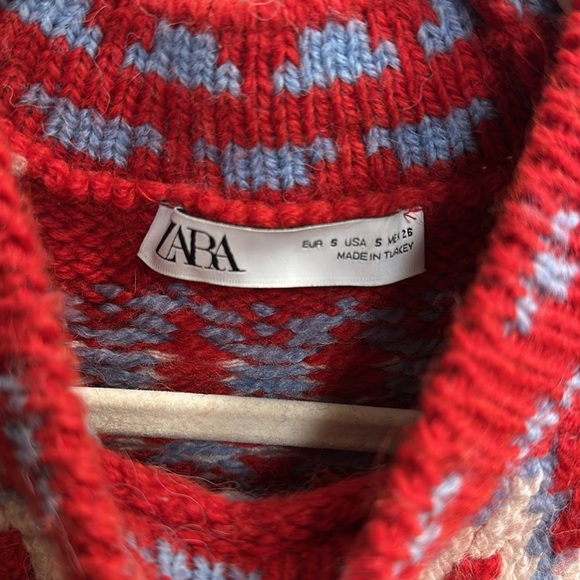 ZARA Fair Isle Cable Knit Sweater - Picture 4 of 6